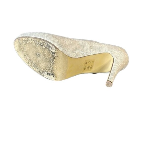 Paradox London PInk Champagne sparkly bridal peep toe heel shoe size 9.5 - Picture 9 of 13